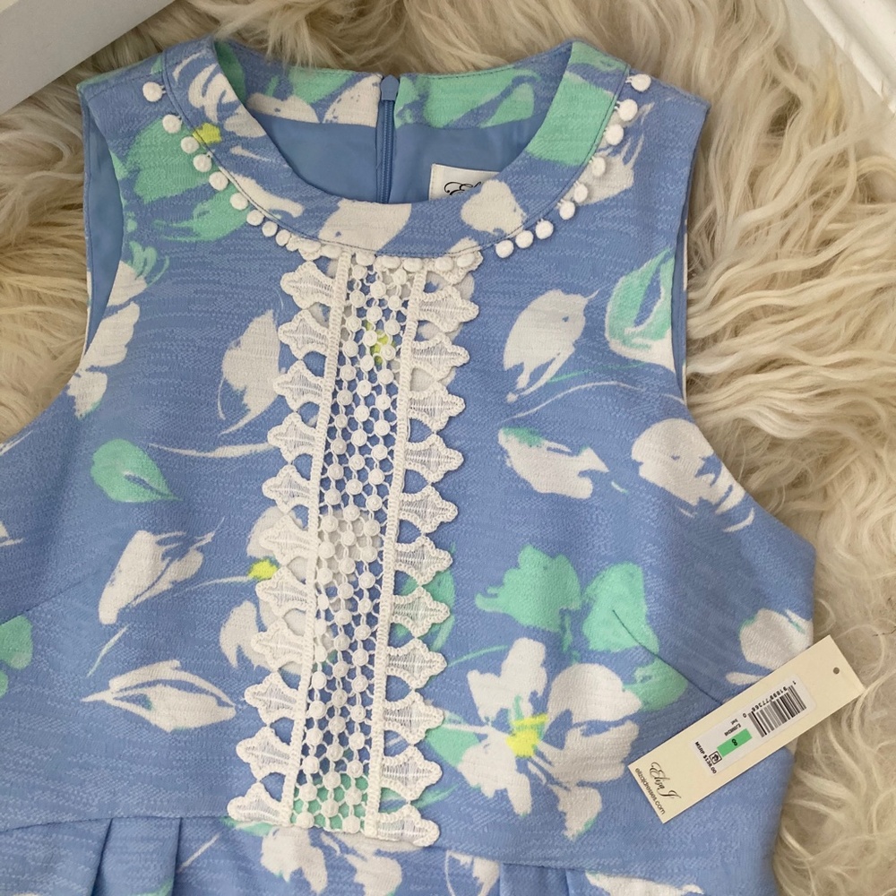 ELIZA J Floral Sleeveless A-line Dress In Blue/ White - Picture 8 of 13